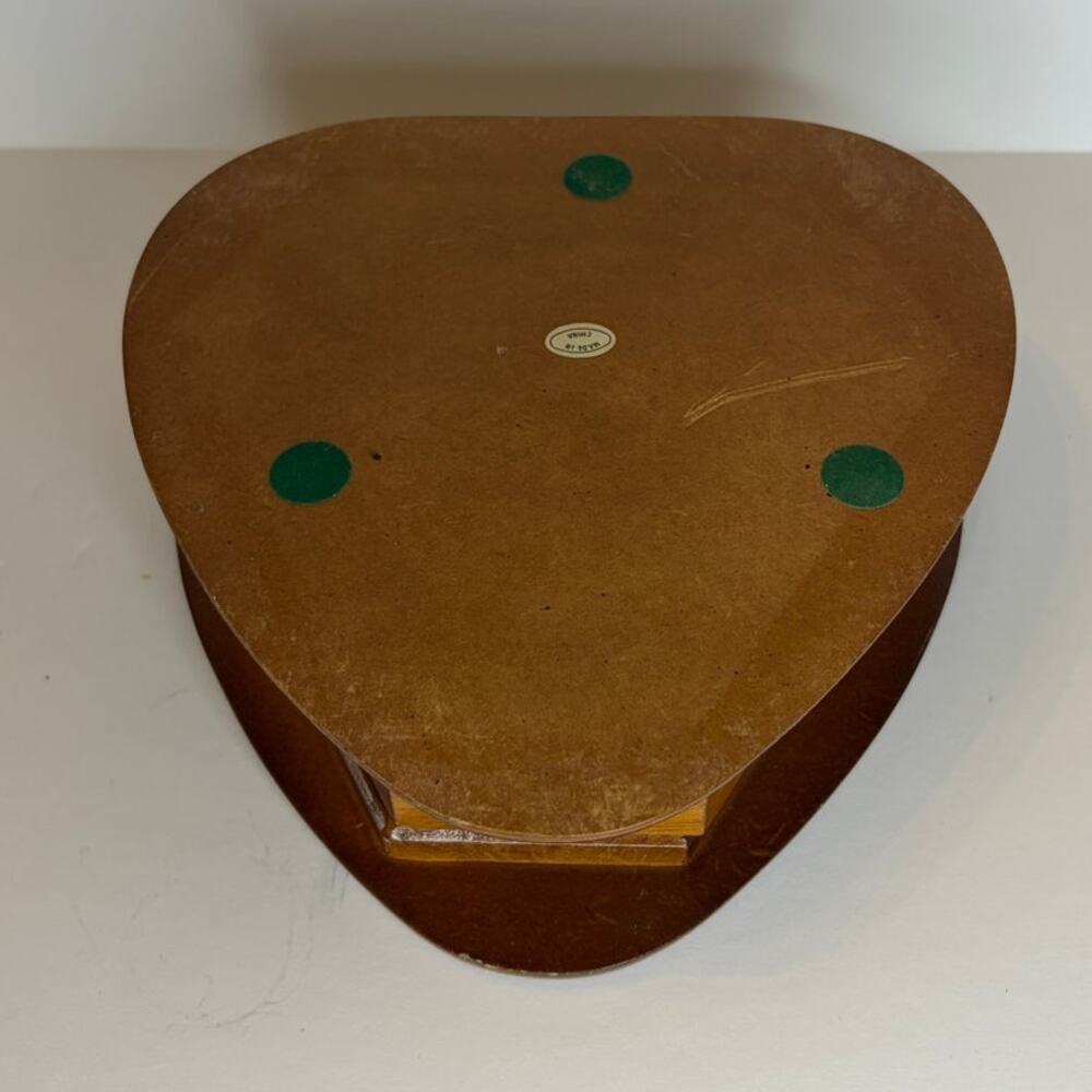 Vintage Heart Shaped Wooden Jewelry Box Floral Needlepoint Trinket Box - Picture 5 of 7